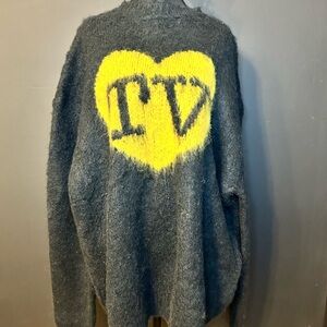 Copes Monhair Blend Sweater with Yellow Heart Design
